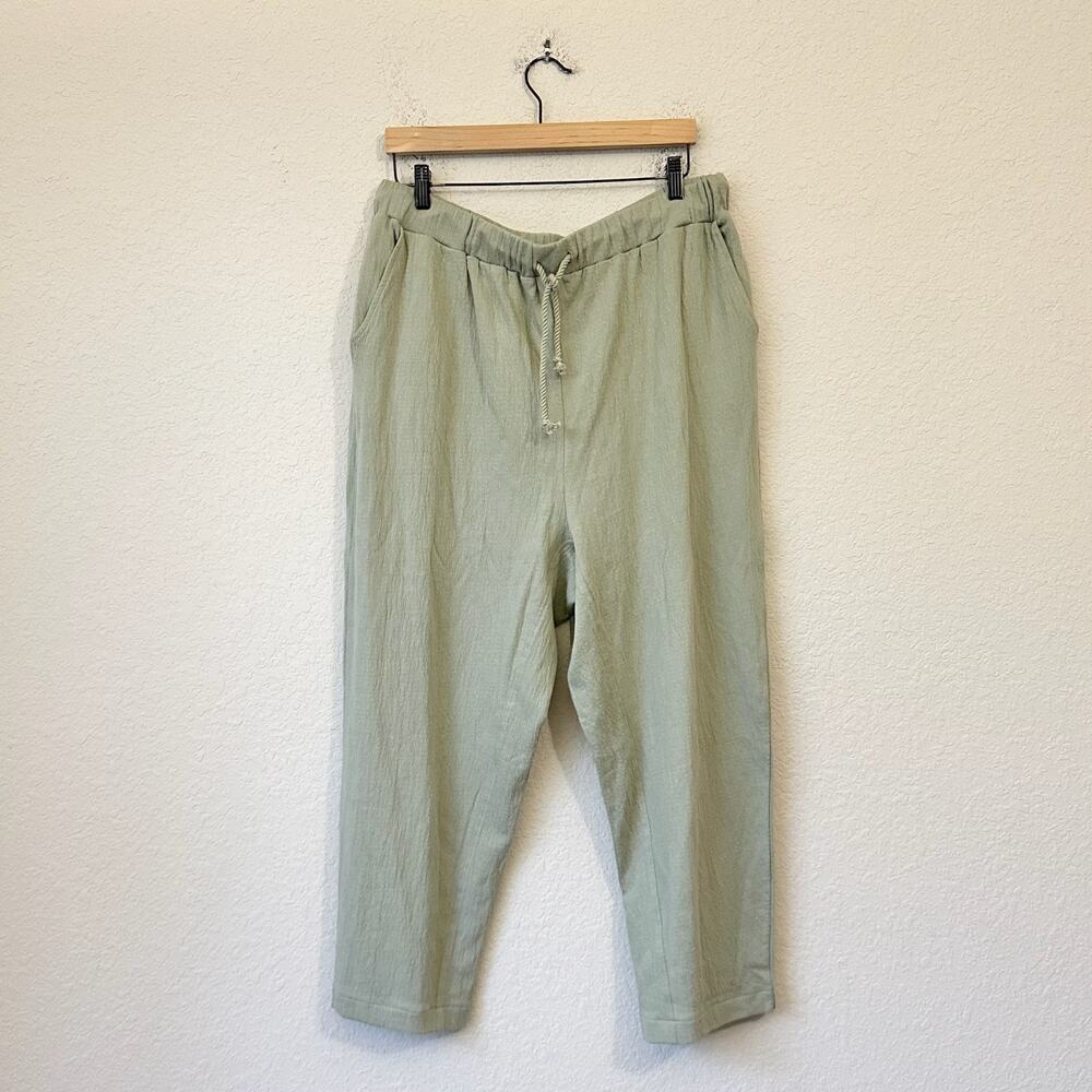 MADEWELL Rumpled Terry Pants Sage Green Relaxed Tapered Lounge NWT
